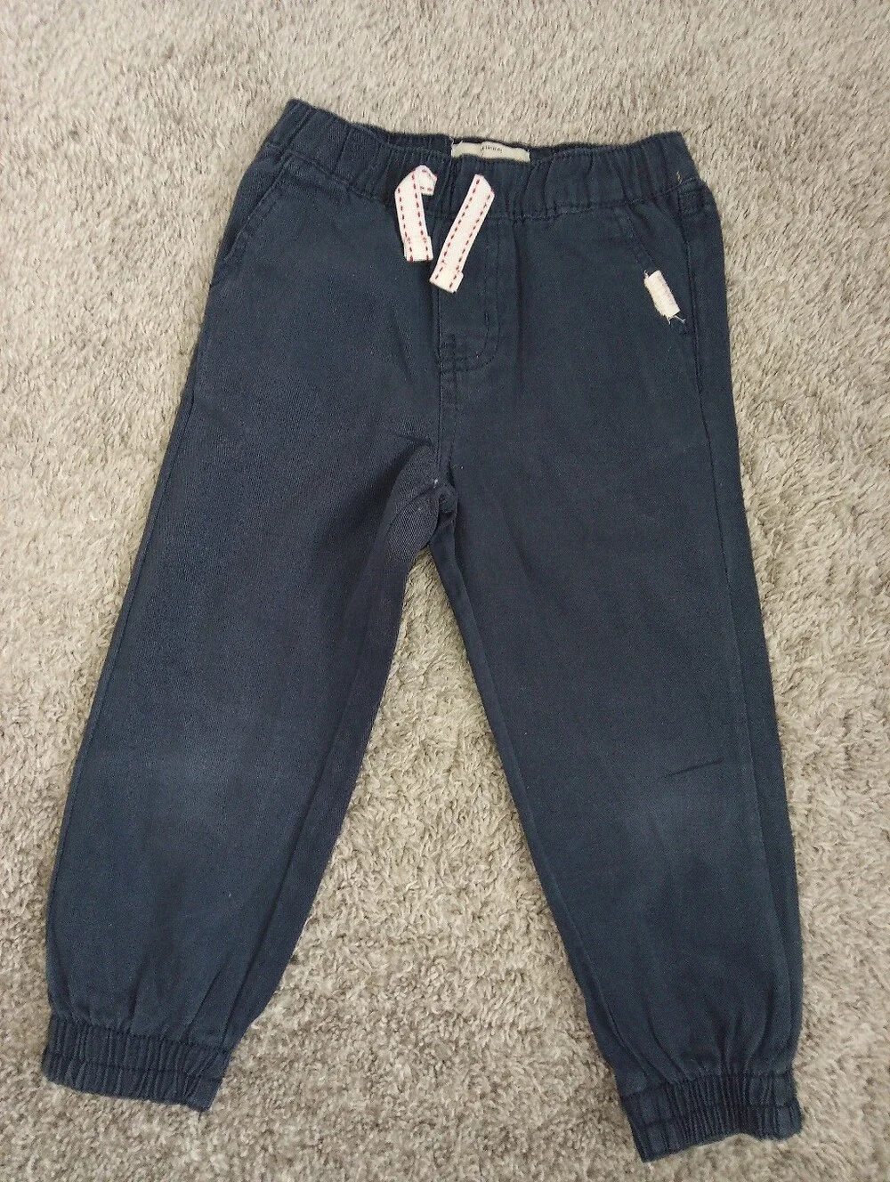 Toddler Boys Vintage Olive Puffer Vest and Navy Jogger Pants Set Size 3T